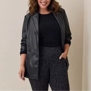 Torrid Black Faux Leather Long Line Blazer 2X NWT 18920846 Leather Jacket